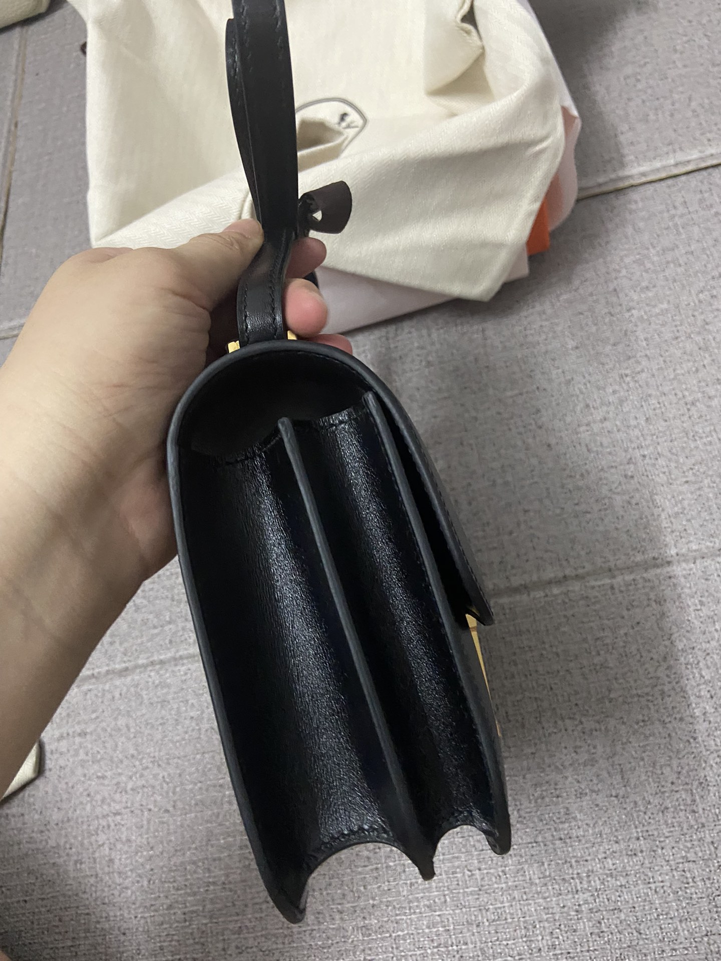 Hermes Constance 18 Mini Shoulder Bag In Black Box Leather